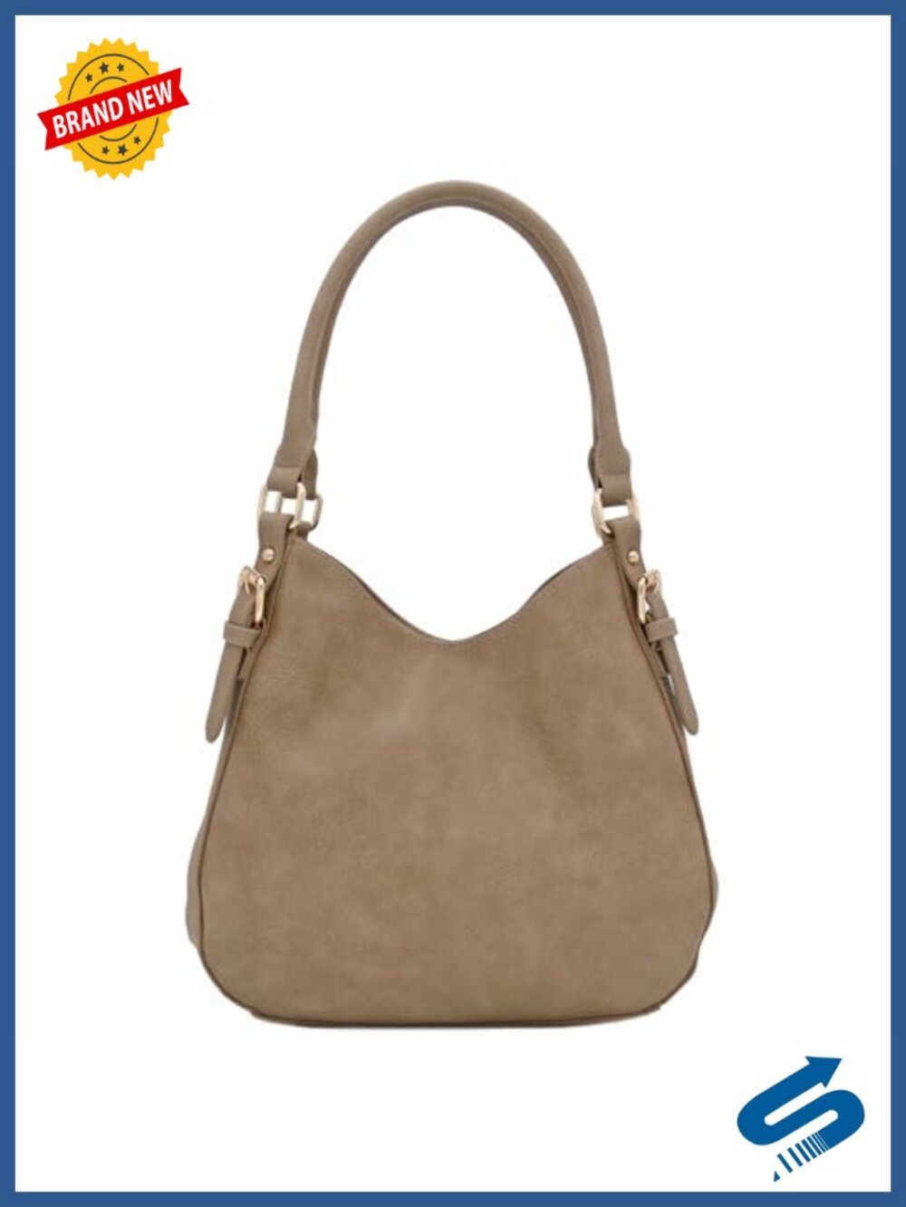 FashionPuzzle Lightweight 3 Compartment Faux Leather Medium Hobo Bag